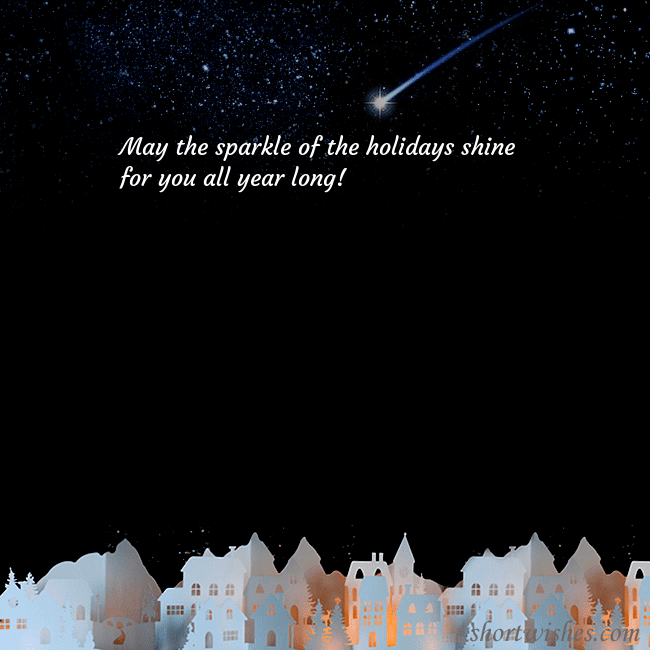 New year ecard with the night in the small town