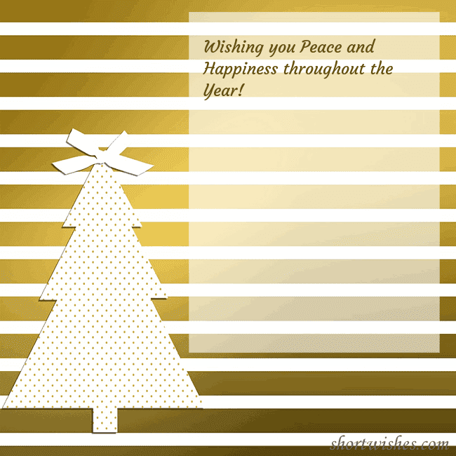 Gold sparkling postcard with a Christmas tree