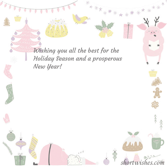 New Year's card with a singing pig