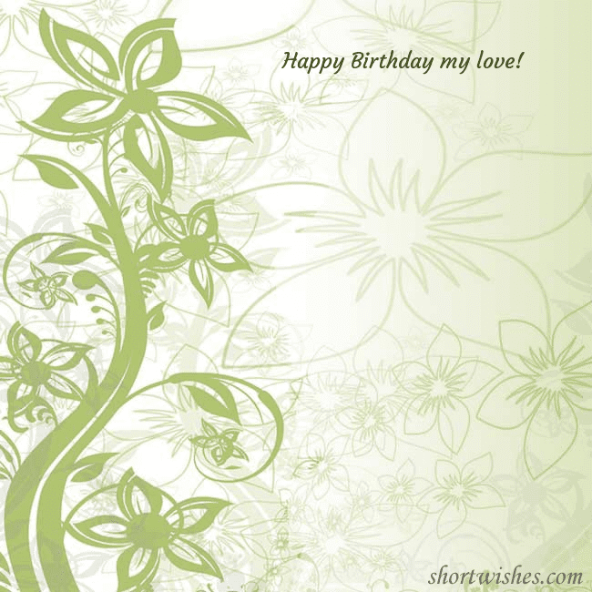 E-card with green painted flowers