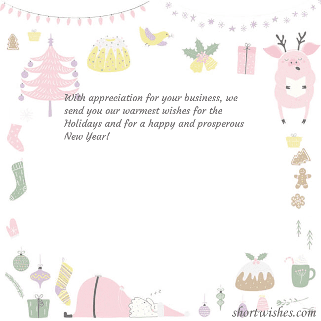 New Year's card with a singing pig