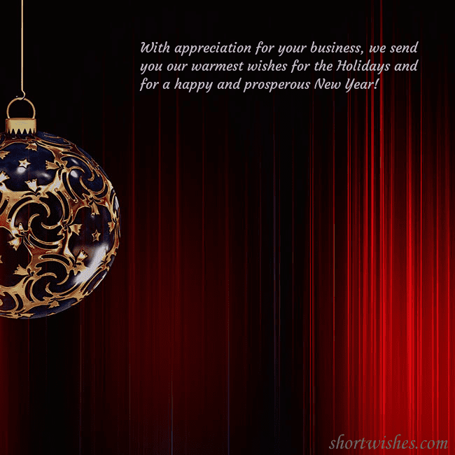Red postcard with a luxurious Christmas tree decoration
