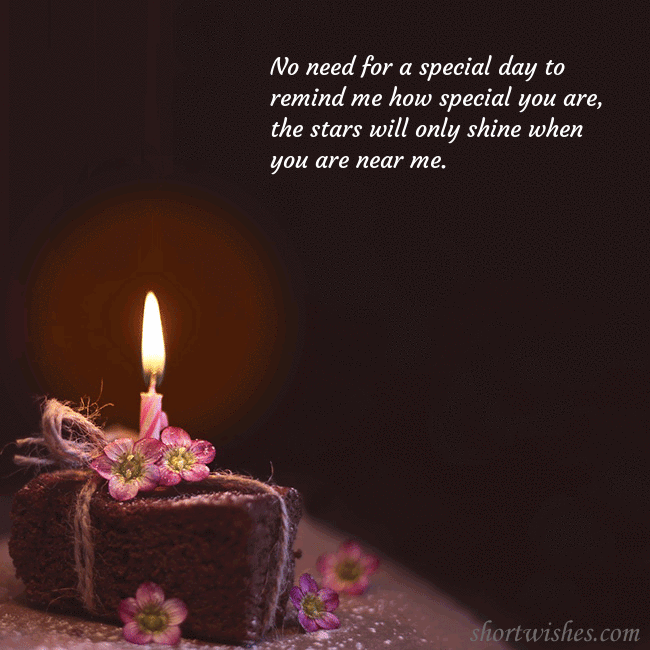 Animated greeting card - a cake with a burning candle