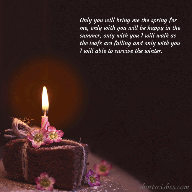 Animated greeting card - a cake with a burning candle