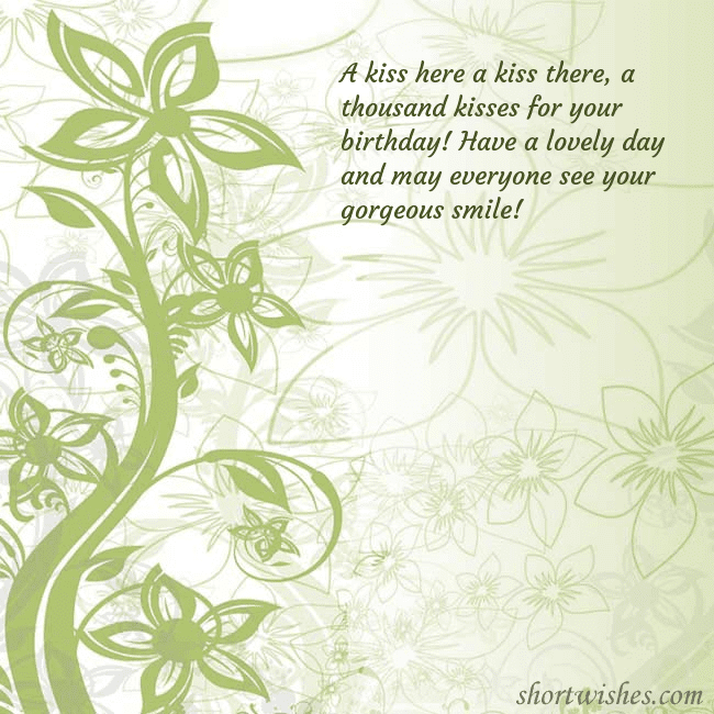 E-card with green painted flowers