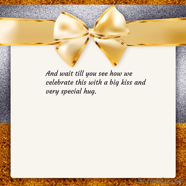 E-card with a gold shimmering ribbon