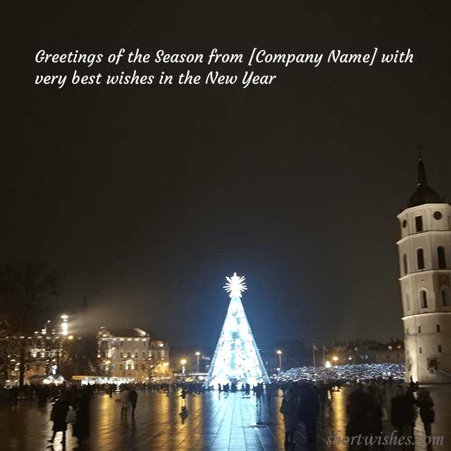 Postcard with a Christmas tree near the cathedral