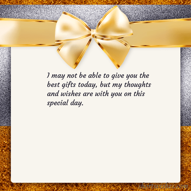 E-card with a gold shimmering ribbon