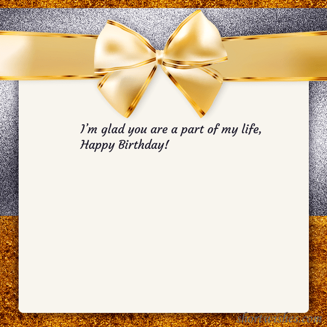 E-card with a gold shimmering ribbon