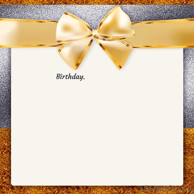 E-card with a gold shimmering ribbon