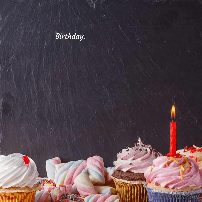 Birthday ecard with cupcakes and a candle