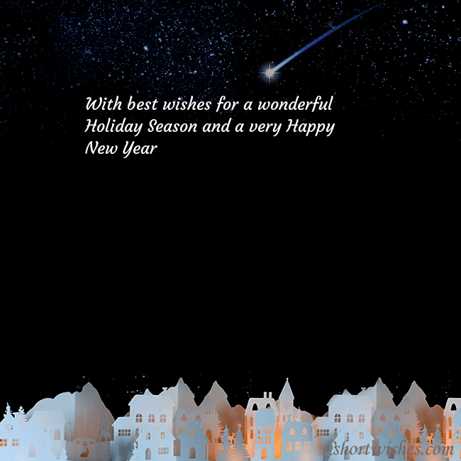 New year ecard with the night in the small town