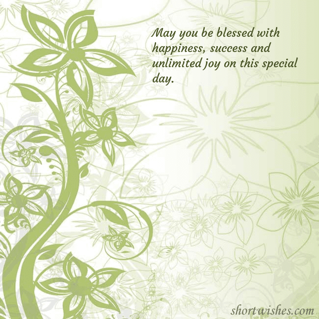 E-card with green painted flowers