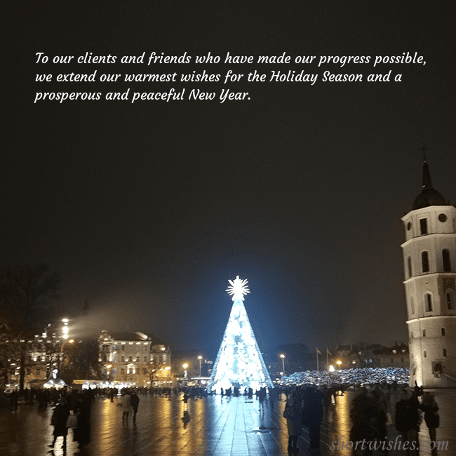 Postcard with a Christmas tree near the cathedral