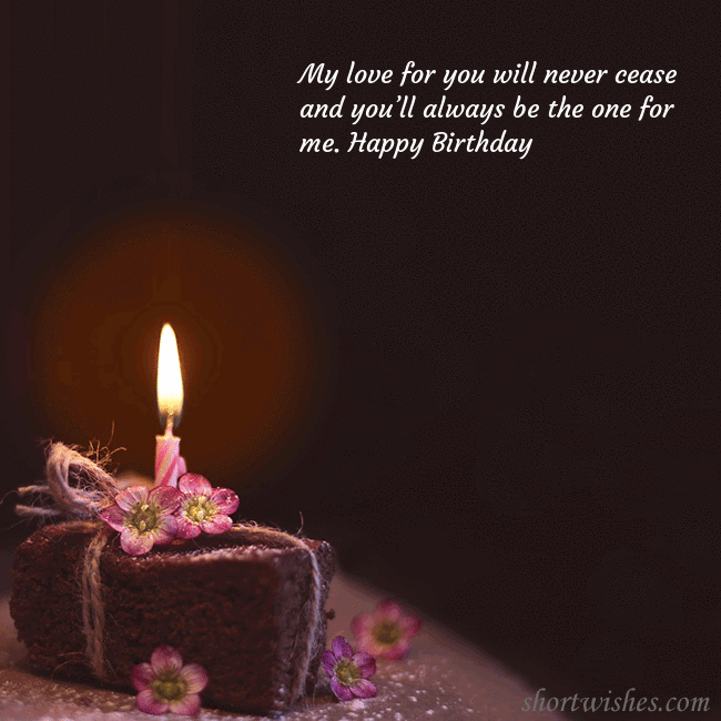 Animated greeting card - a cake with a burning candle