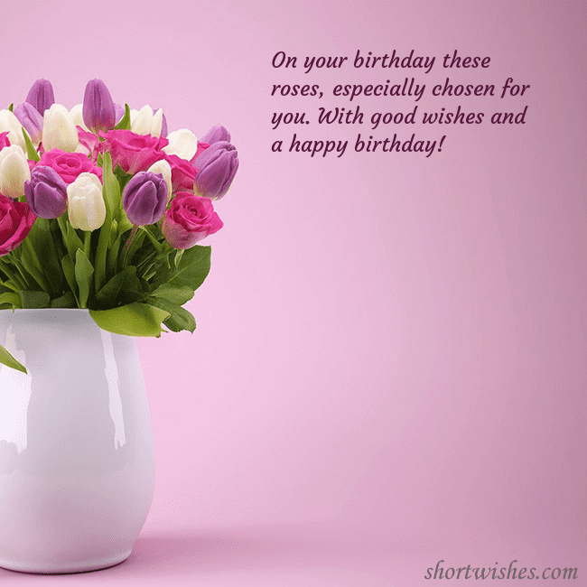 Birthday ecard with tulips in a vase