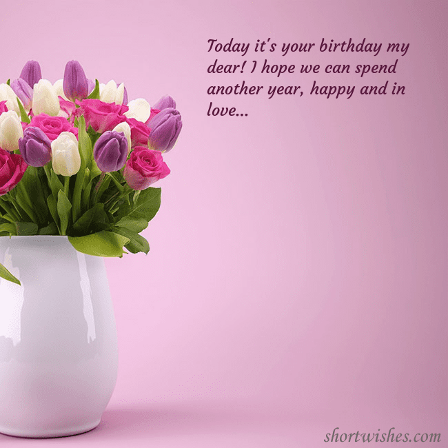 Birthday ecard with tulips in a vase