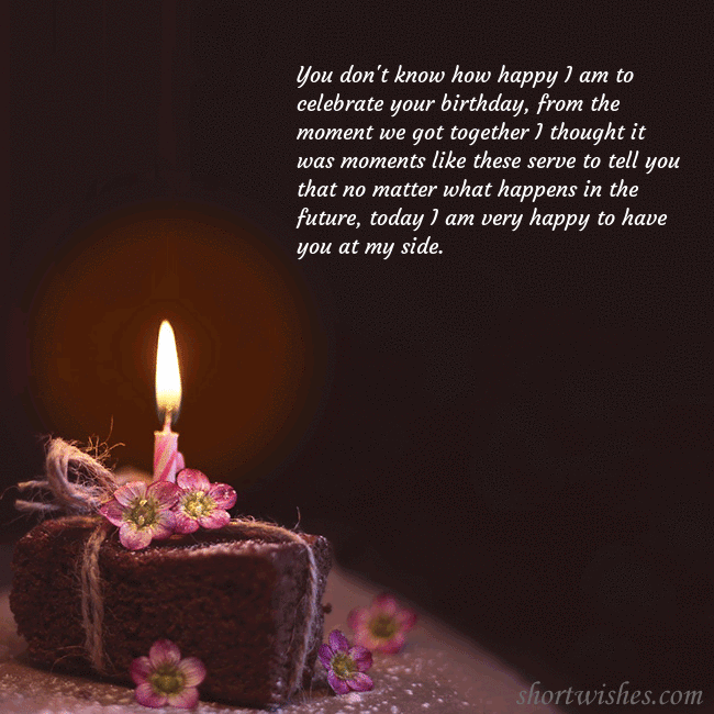 Animated greeting card - a cake with a burning candle