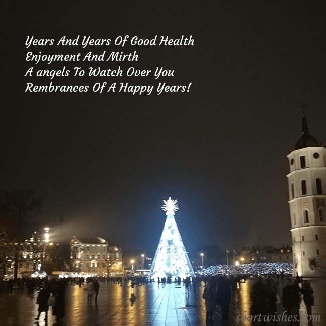 Postcard with a Christmas tree near the cathedral