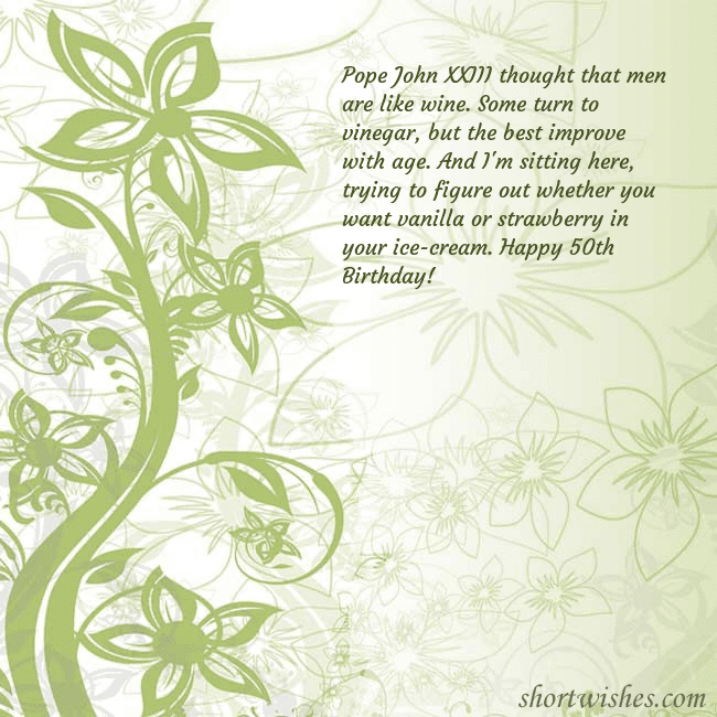 E-card with green painted flowers