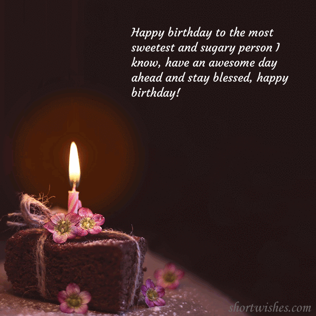 Animated greeting card - a cake with a burning candle