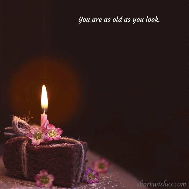 Animated greeting card - a cake with a burning candle
