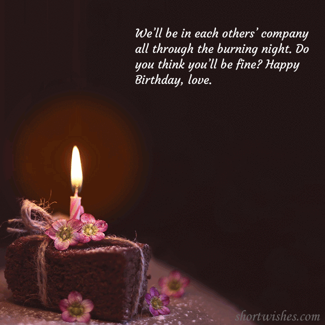 Animated greeting card - a cake with a burning candle