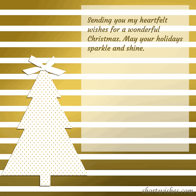 Gold sparkling postcard with a Christmas tree