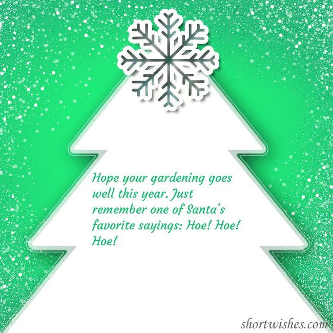 Green postcard with a Christmas tree