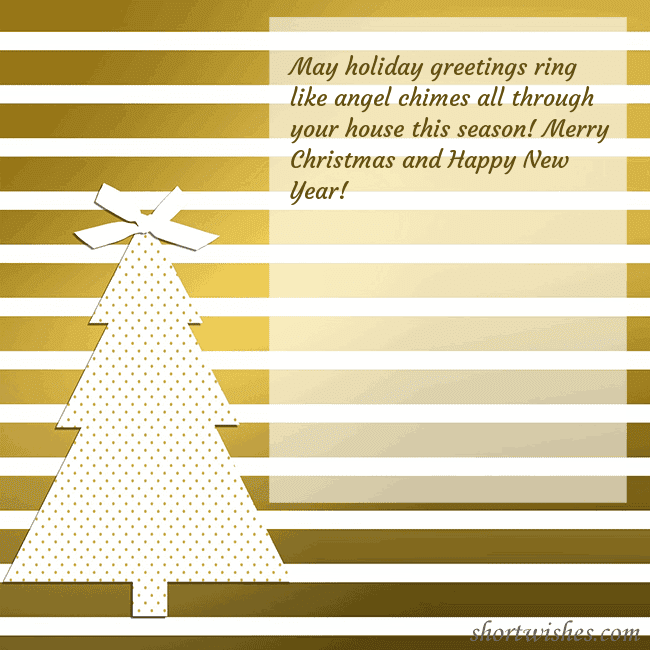 Gold sparkling postcard with a Christmas tree