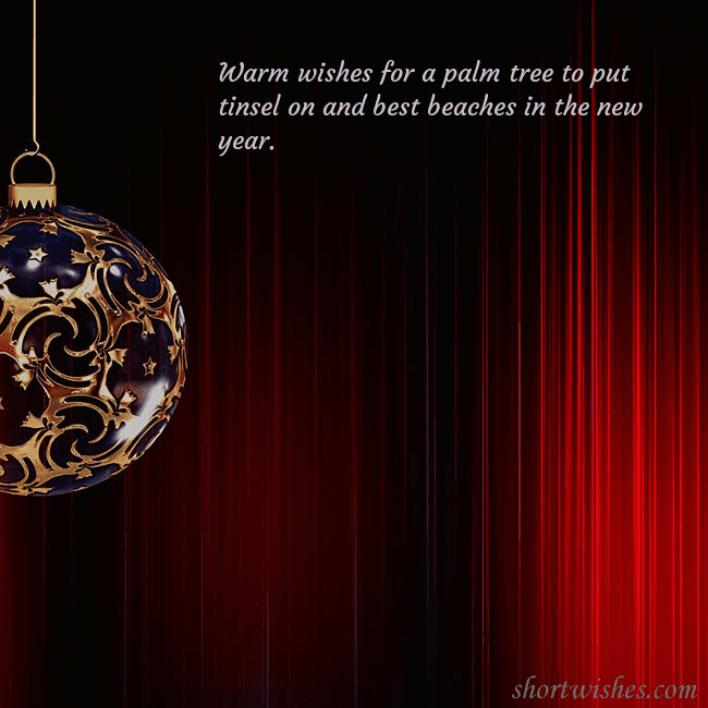 Red postcard with a luxurious Christmas tree decoration