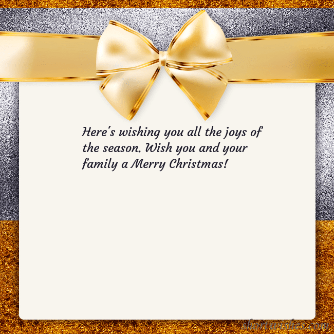 E-card with a gold shimmering ribbon