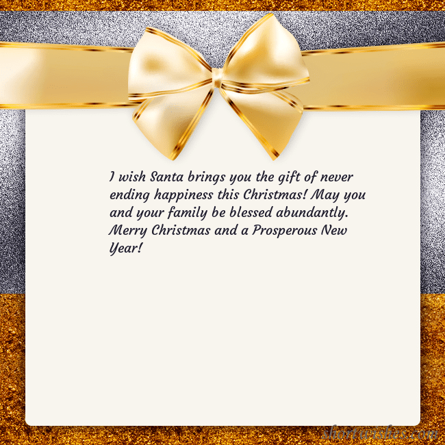 E-card with a gold shimmering ribbon