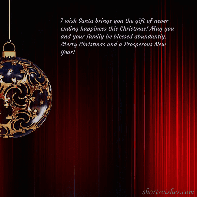 Red postcard with a luxurious Christmas tree decoration