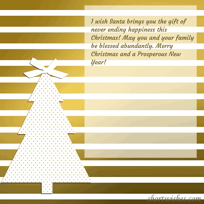 Gold sparkling postcard with a Christmas tree