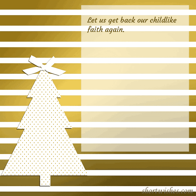 Gold sparkling postcard with a Christmas tree