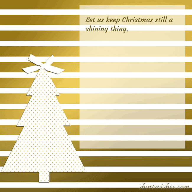 Gold sparkling postcard with a Christmas tree