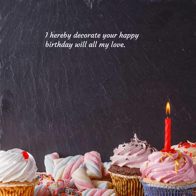 Birthday ecard with cupcakes and a candle