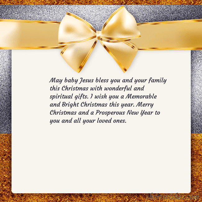 E-card with a gold shimmering ribbon