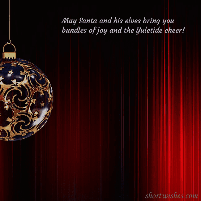 Red postcard with a luxurious Christmas tree decoration