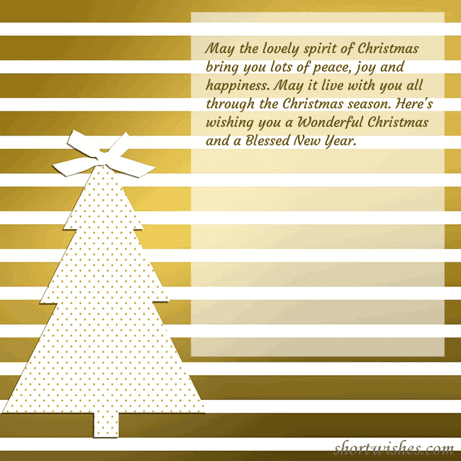 Gold sparkling postcard with a Christmas tree