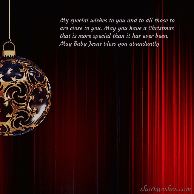 Red postcard with a luxurious Christmas tree decoration