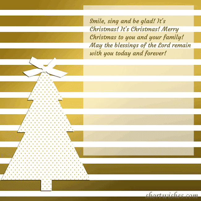 Gold sparkling postcard with a Christmas tree