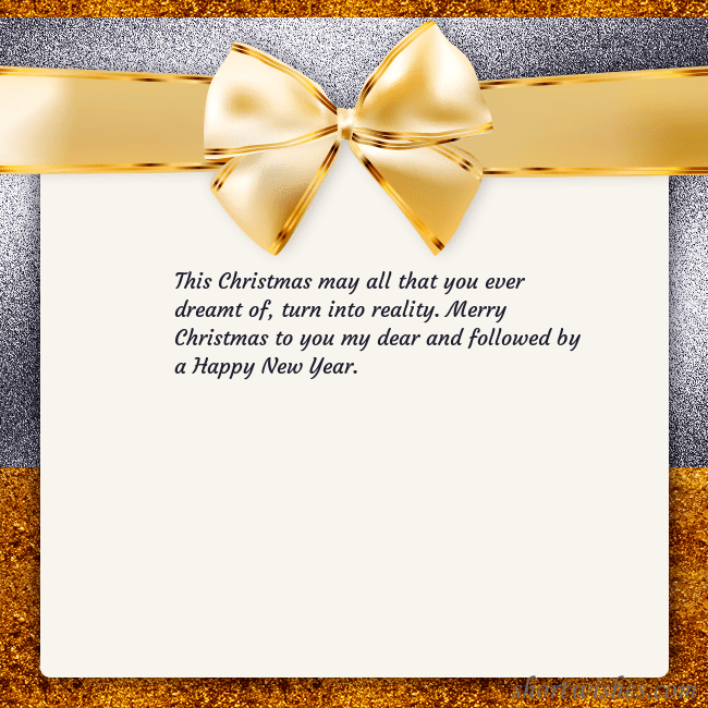 E-card with a gold shimmering ribbon