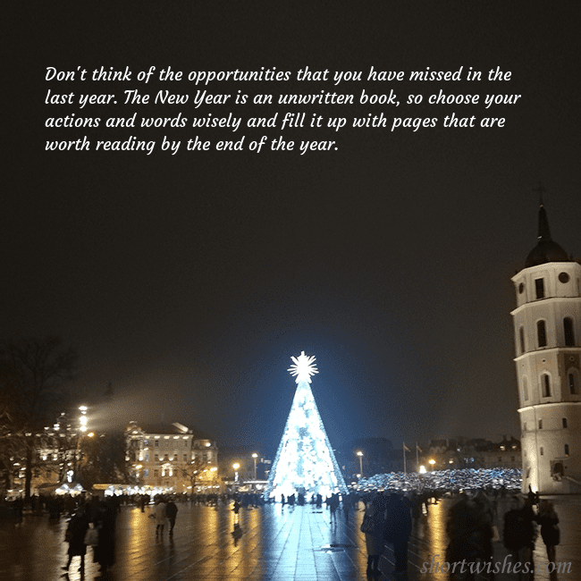 Postcard with a Christmas tree near the cathedral