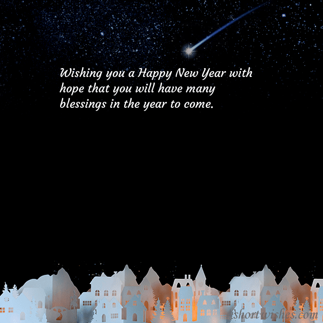 New year ecard with the night in the small town