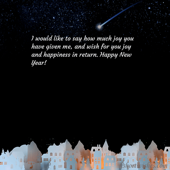 New year ecard with the night in the small town