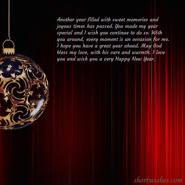 Red postcard with a luxurious Christmas tree decoration