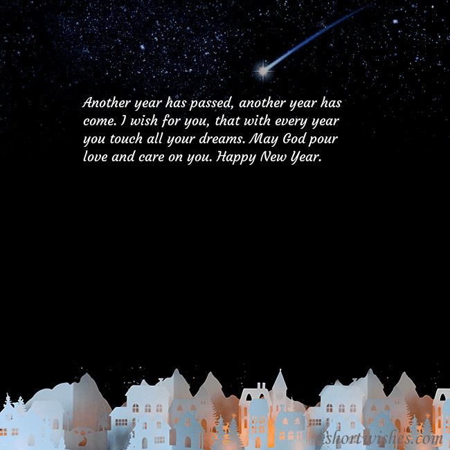 New year ecard with the night in the small town