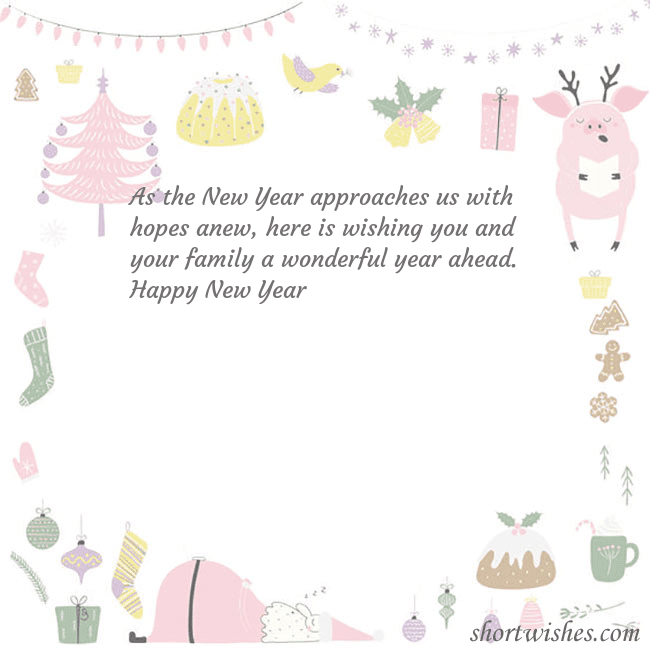 New Year's card with a singing pig